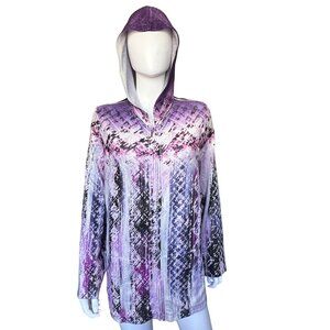CJ Banks Purple Patterned Hoodie Long Sleeve w/ Metallic Detail Womens Size 1X